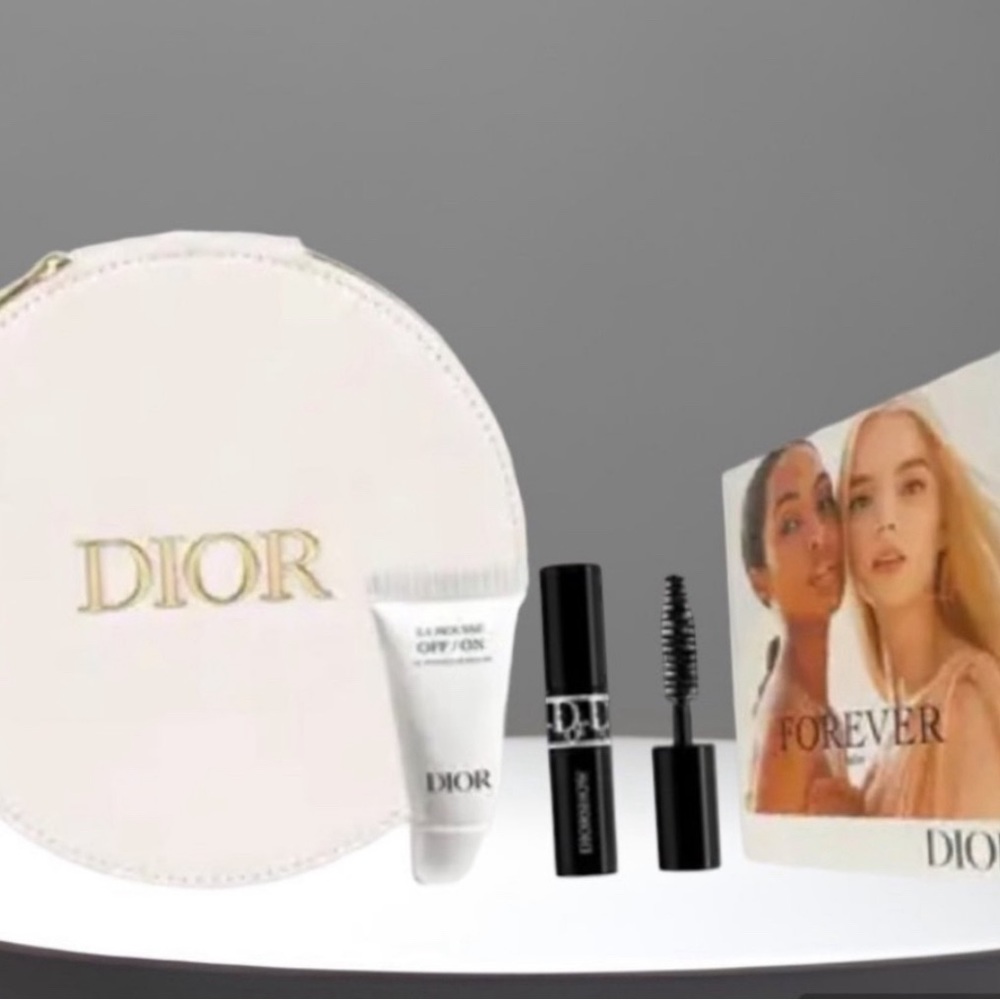 Dior Linen Pouch/Cosmetics Bag Round Box  Gift Set